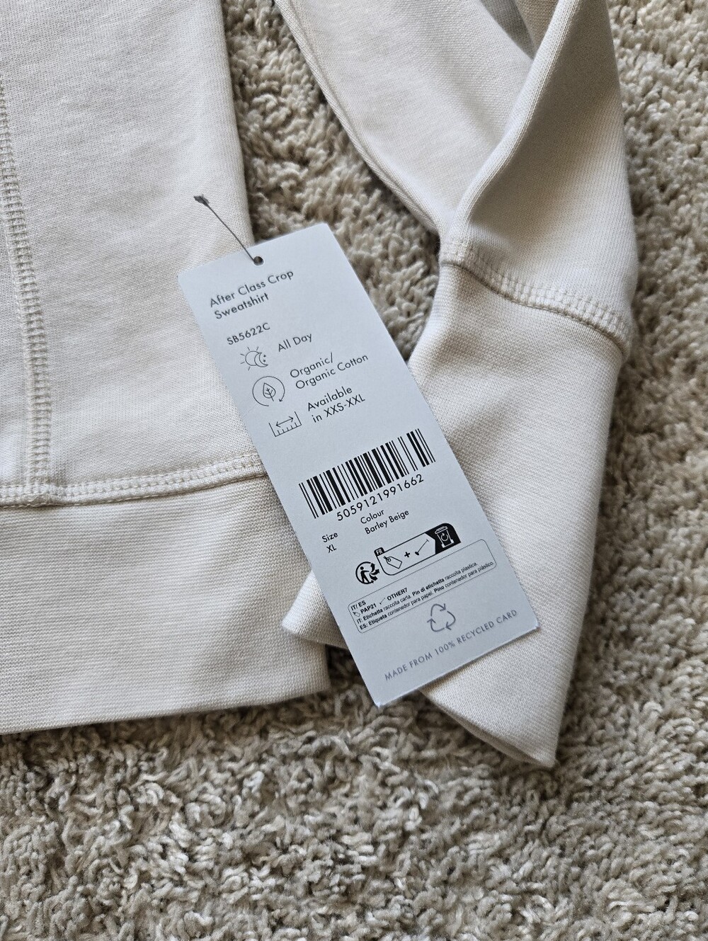 Sweaty Betty After Class Crop Sweatshirt Womens 12 Cream Pullover
